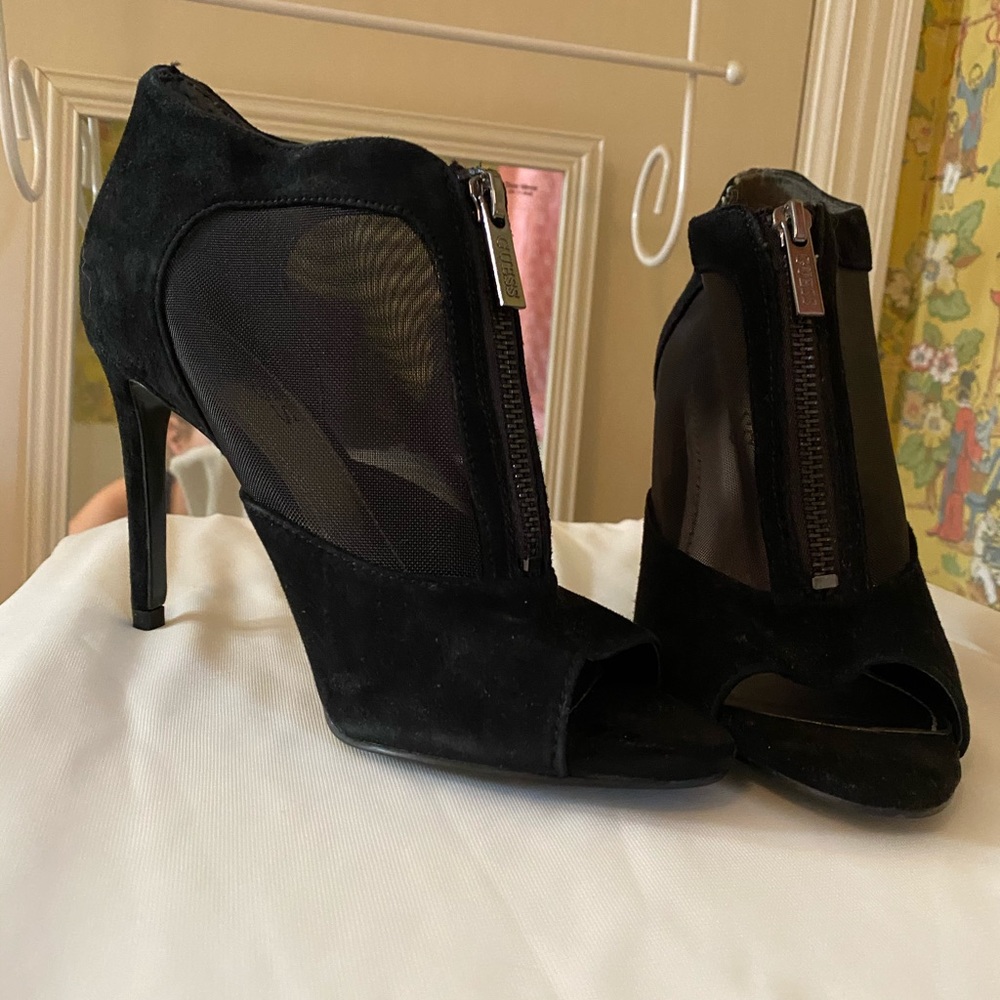 Guess Mesh/Suede Stilettos Heels (Black)